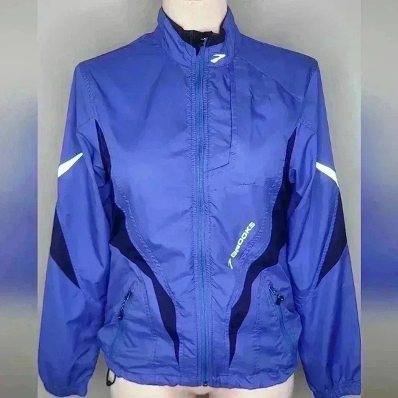 Brooks Jacket Womens Size Small Blue Athletic Lightweight Full Zip Running - Picture 1 of 12